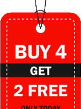 Red Promotional Tag "Buy 4 Get 2 Free"